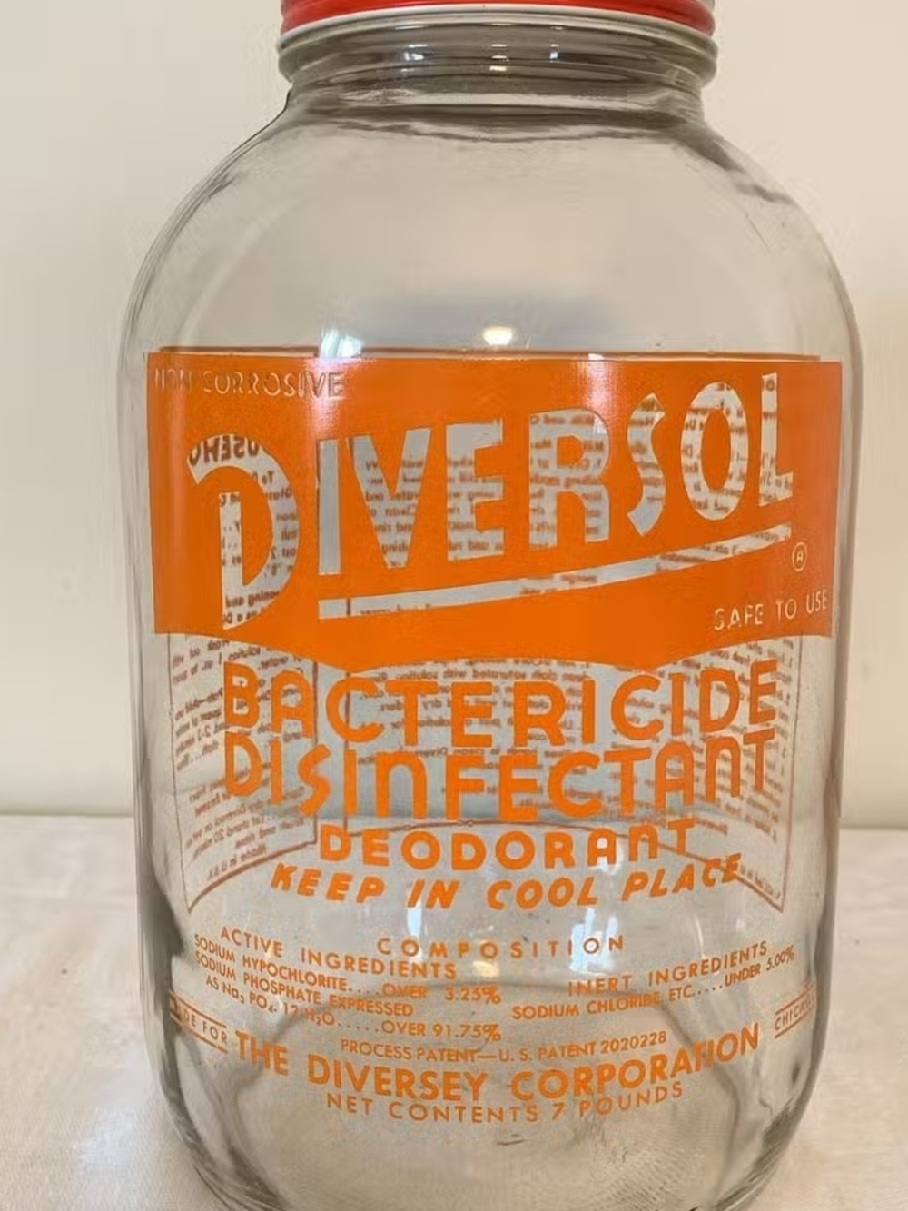 Diversol Orange-Label Glass Disinfectant Jar by Diversol